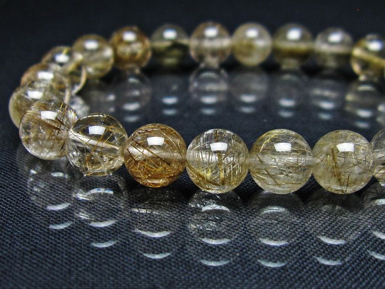 ルチルクォーツ ブレスレット 8mm プラチナルチル ブレス 一点物 111-55041
