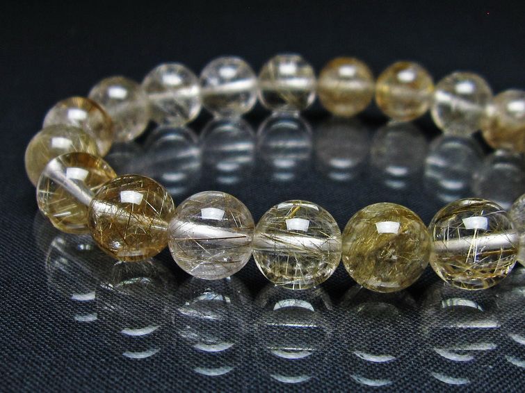 ルチルクォーツ ブレスレット 10mm プラチナルチル ブレス 一点物 111-55042