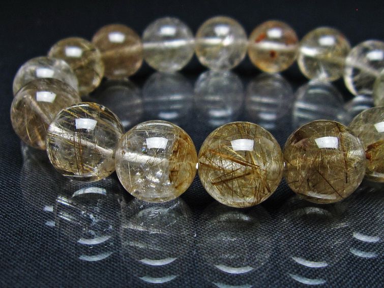 ルチルクォーツ ブレスレット 13mm プラチナルチル ブレス 一点物 111-55044