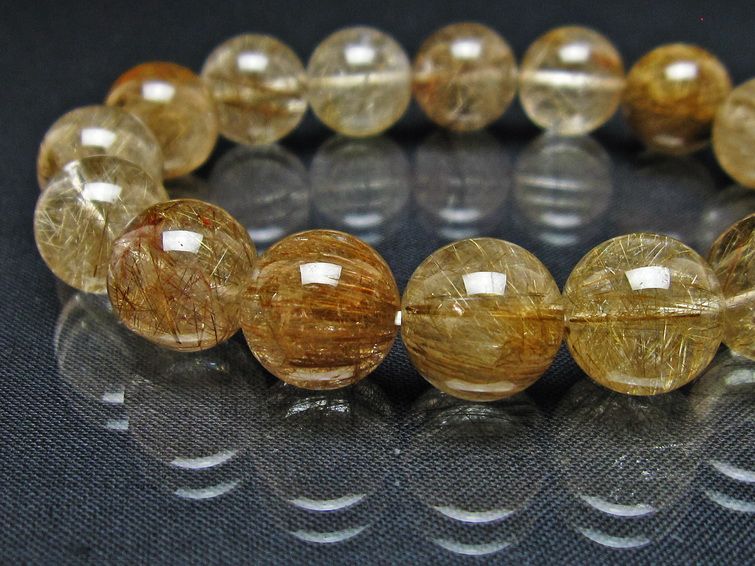 ルチルクォーツ ブレスレット 13mm プラチナルチル ブレス 一点物 111-55055