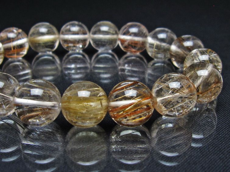ルチルクォーツ ブレスレット 13mm プラチナルチル ブレス 一点物 111-55063