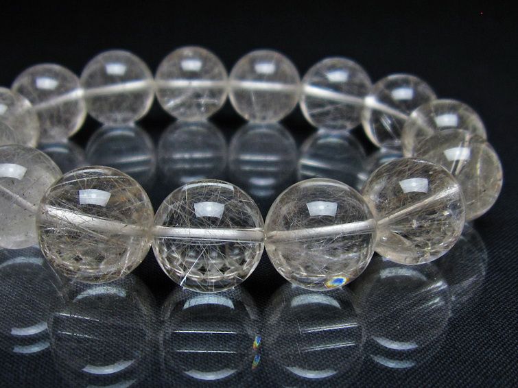 ルチルクォーツ ブレスレット 15mm プラチナルチル ブレス 一点物 111-55064
