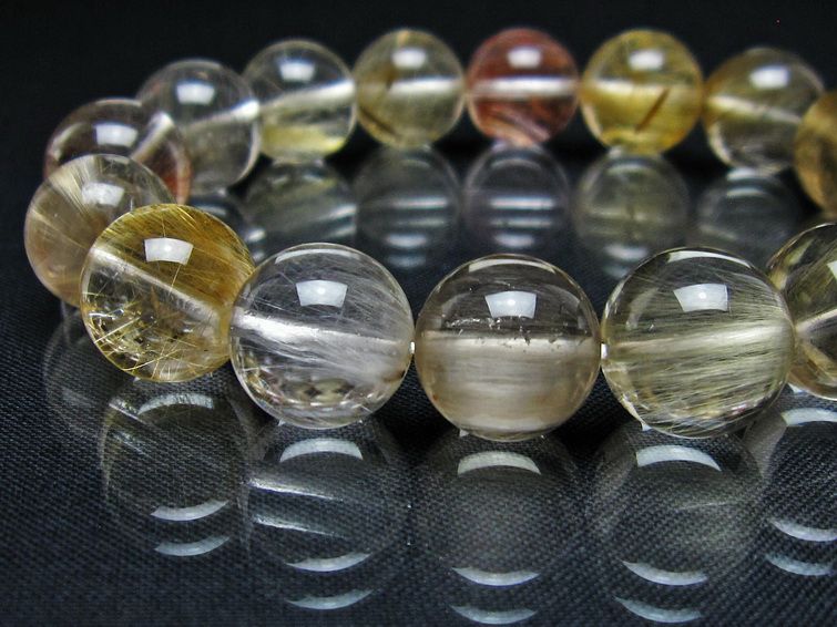 ルチルクォーツ ブレスレット 13mm プラチナルチル ブレス 一点物 111-55067