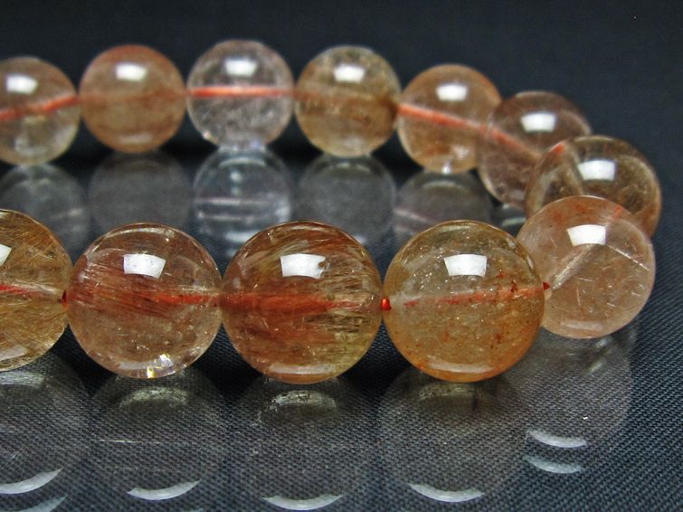 プラチナルチル ブレスレット 15mm レッド ルチルクォーツ 一点物 111-55091