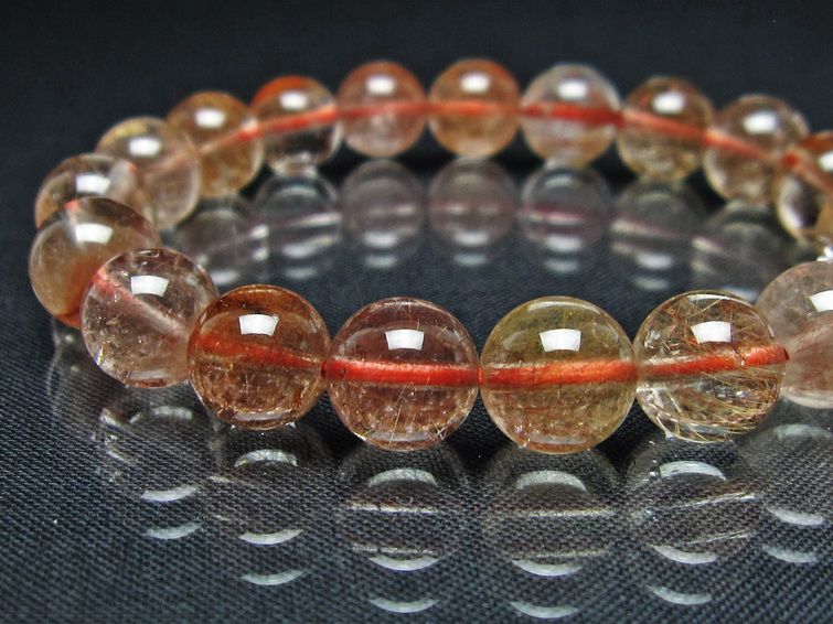プラチナルチル ブレスレット 10mm レッド ルチルクォーツ メール便可 一点物 111-55110