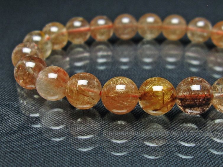 プラチナルチル ブレスレット 8mm レッド ルチルクォーツ メール便可 一点物 111-55119