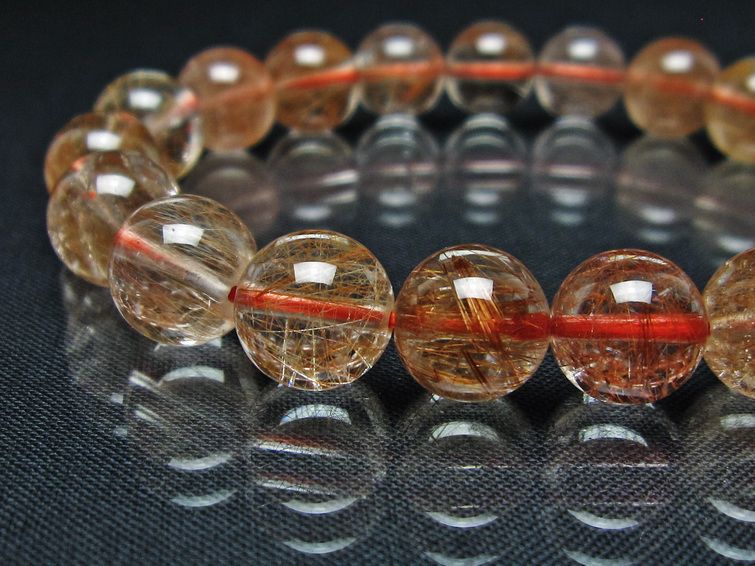 プラチナルチル ブレスレット 10mm レッド ルチルクォーツ 一点物 111-55129