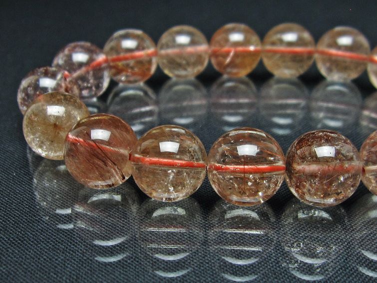 プラチナルチル ブレスレット 12mm レッド ルチルクォーツ 一点物 111-55134