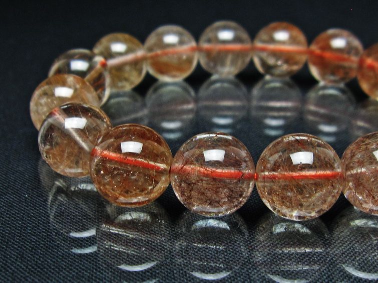 プラチナルチル ブレスレット 13mm レッド ルチルクォーツ 一点物 111-55135