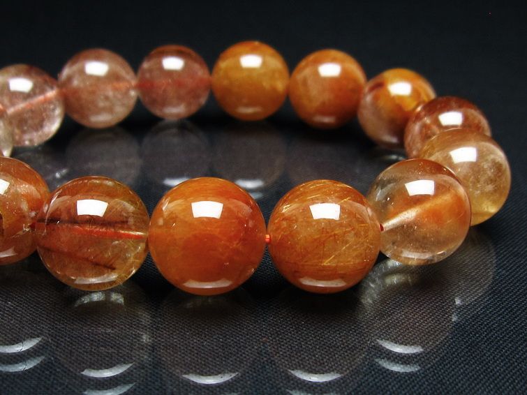 プラチナルチル ブレスレット 15mm レッド ルチルクォーツ 一点物 111-55156