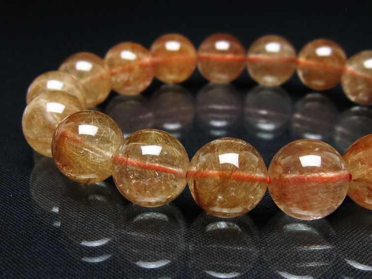 プラチナルチル ブレスレット 12mm レッド ルチルクォーツ 一点物 111-55161
