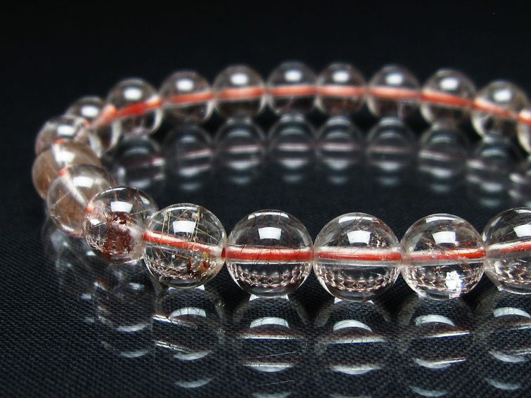 プラチナルチル ブレスレット 8mm レッド ルチルクォーツ 一点物 111-55164