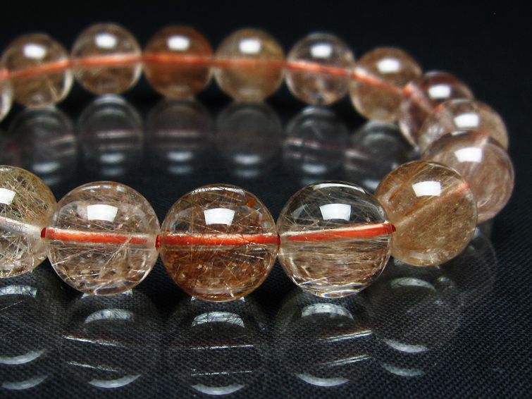 プラチナルチル ブレスレット 12mm レッド ルチルクォーツ 一点物 111-55166