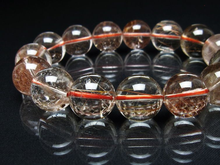 プラチナルチル ブレスレット 16mm レッド ルチルクォーツ 一点物 111-55167