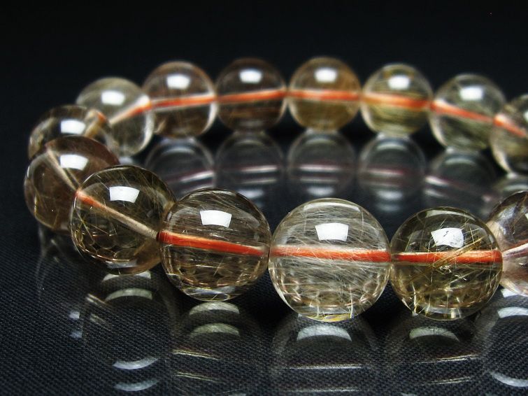 プラチナルチル ブレスレット 13mm レッド ルチルクォーツ 一点物 111-55168