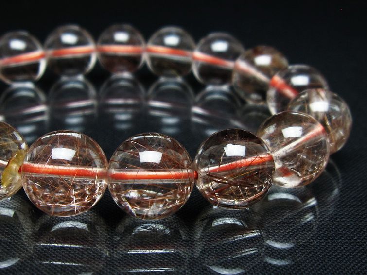 プラチナルチル ブレスレット 12mm レッド ルチルクォーツ 一点物 111-55169