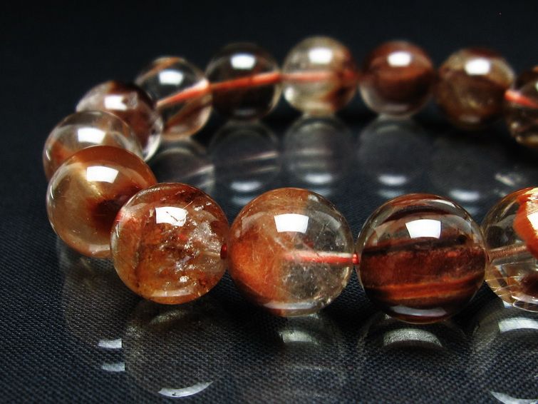 プラチナルチル ブレスレット 12mm レッド ルチルクォーツ 一点物 111-55184