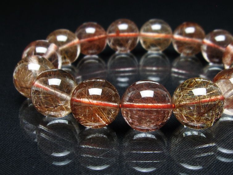 プラチナルチル ブレスレット 15mm レッド ルチルクォーツ 一点物 111-55200