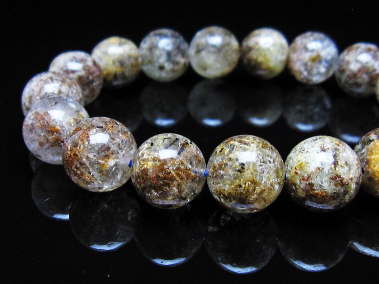 ガーデンクォーツ ブレスレット 12mm トルマリン入り メール便可 一点物 111-55690