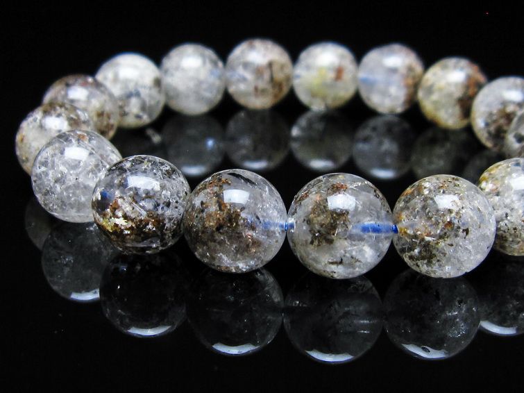 ガーデンクォーツ ブレスレット 12mm トルマリン入り メール便可 一点物 111-55710