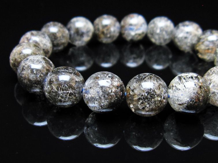 ガーデンクォーツ ブレスレット 12mm トルマリン入り メール便可 一点物 111-55752