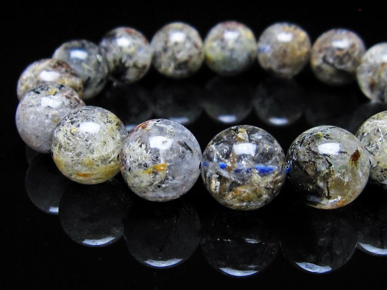 ガーデンクォーツ ブレスレット 13mm トルマリン入り メール便可 一点物 111-55773