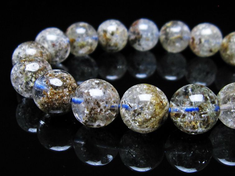 ガーデンクォーツ ブレスレット 12mm トルマリン入り メール便可 一点物 111-55780