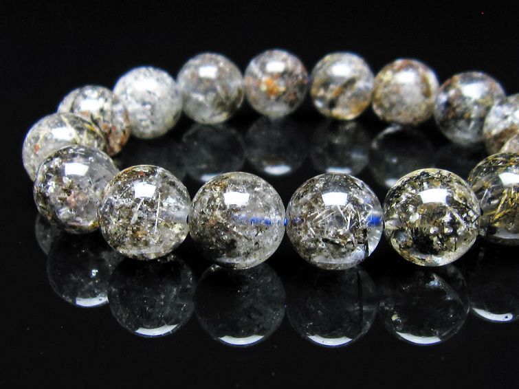 ガーデンクォーツ ブレスレット 13mm トルマリン入り メール便可 一点物 111-55787