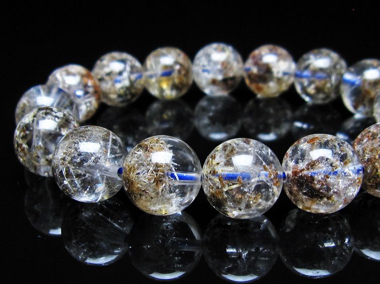 ガーデンクォーツ ブレスレット 13mm トルマリン入り メール便可 一点物 111-55804
