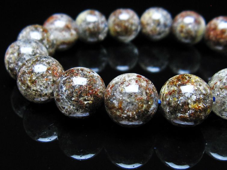 ガーデンクォーツ ブレスレット 13mm トルマリン入り メール便可 一点物 111-55807