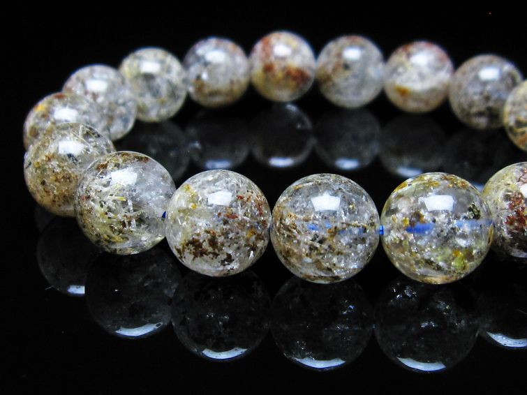 ガーデンクォーツ ブレスレット 12mm トルマリン入り メール便可 一点物 111-55815