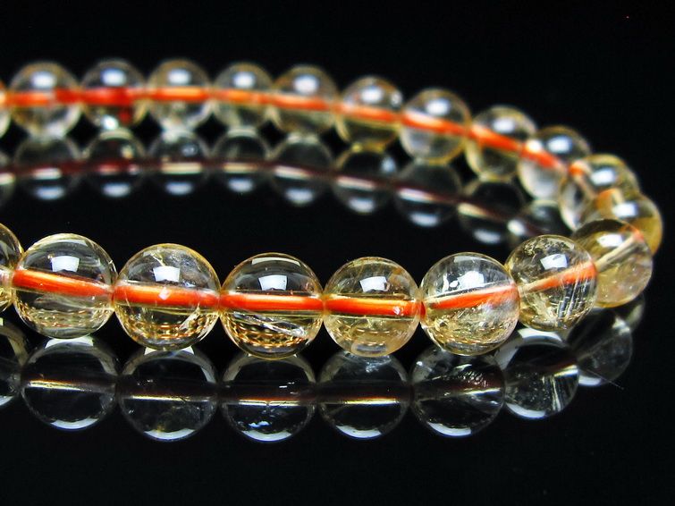 シトリンクォーツ ブレスレット 虹入り 7mm メール便可 一点物 111-56567