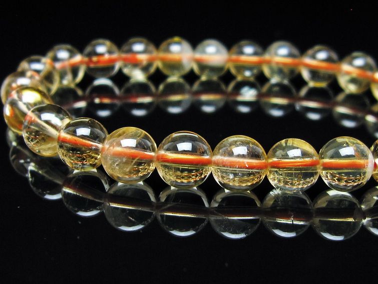 シトリンクォーツ ブレスレット 虹入り 7mm メール便可 一点物 111-56580