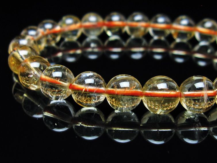 シトリンクォーツ ブレスレット 虹入り 8mm メール便可 一点物 111-56614
