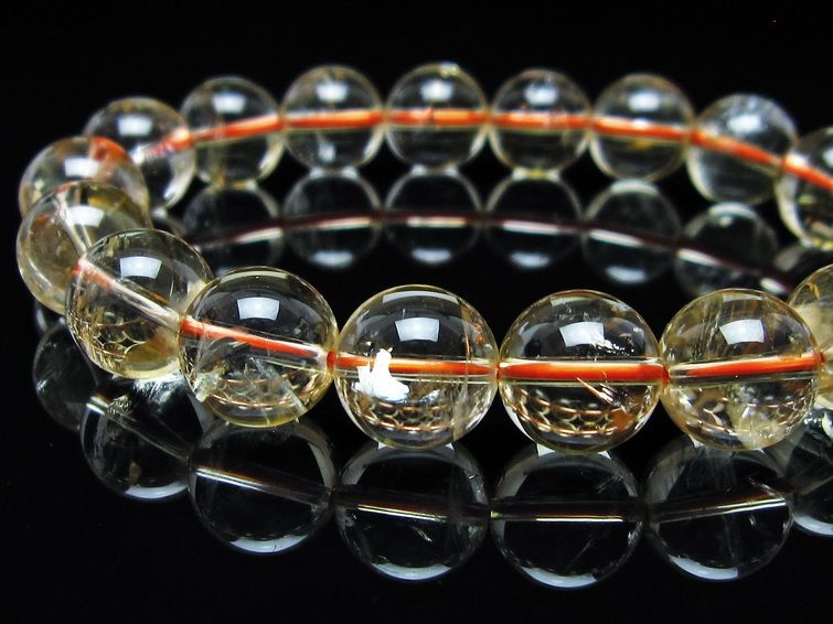 シトリンクォーツ ブレスレット 虹入り 12mm メール便可 一点物 111-56645
