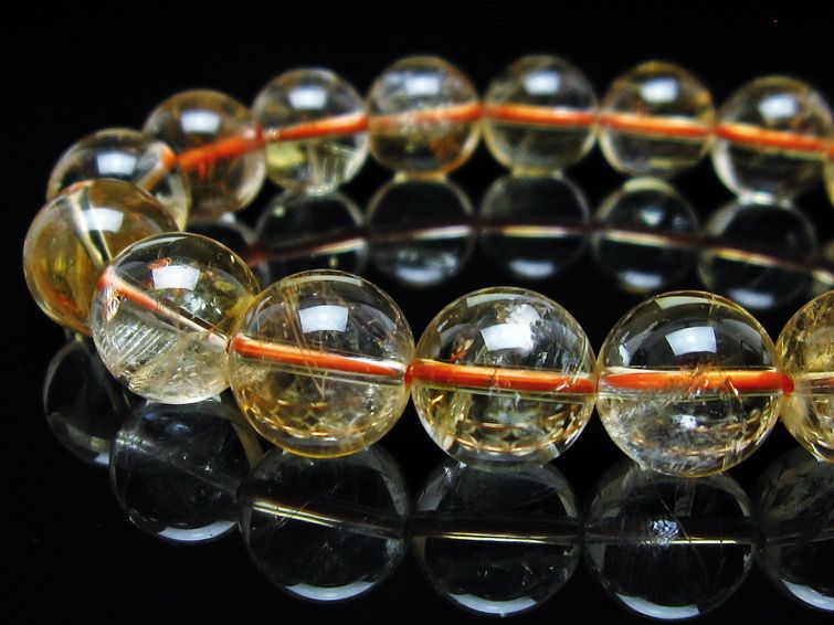 シトリンクォーツ ブレスレット 虹入り 12mm メール便可 一点物 111-56654