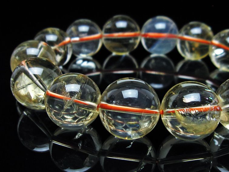シトリンクォーツ ブレスレット 虹入り 15mm メール便可 一点物 111-56661