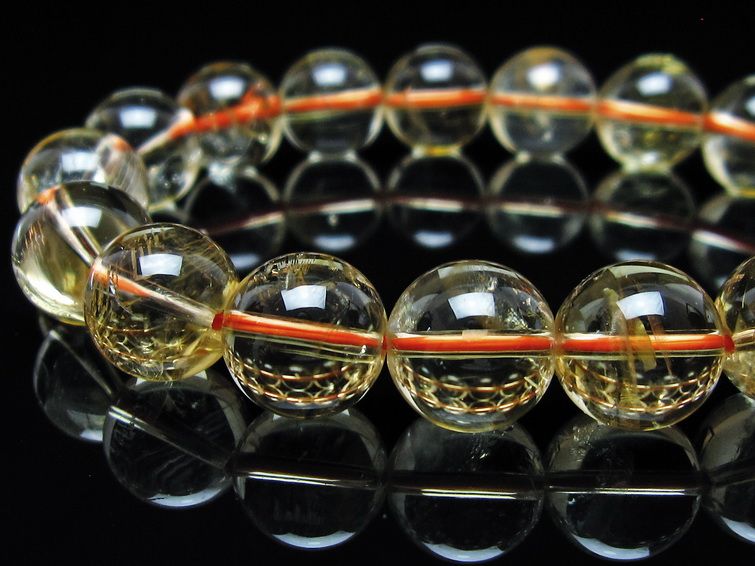 シトリンクォーツ ブレスレット 虹入り 12mm メール便可 一点物 111-56686