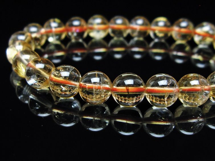 シトリンクォーツ ブレスレット 虹入り 8mm メール便可 一点物 111-56766