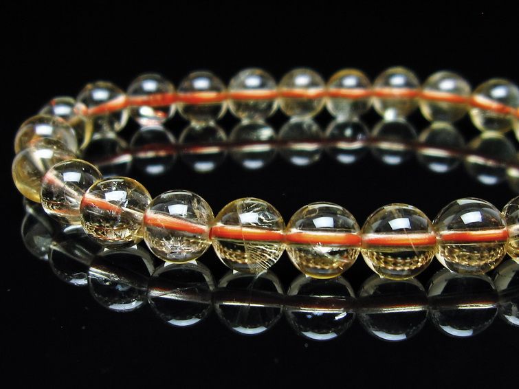 シトリンクォーツ ブレスレット 虹入り 7mm メール便可 一点物 111-56776