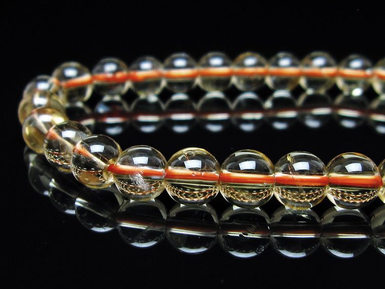 シトリンクォーツ ブレスレット 虹入り 7mm メール便可 一点物 111-56781