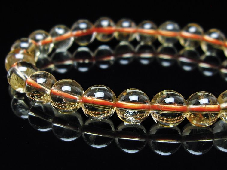 シトリンクォーツ ブレスレット 虹入り 7mm メール便可 一点物 111-56783