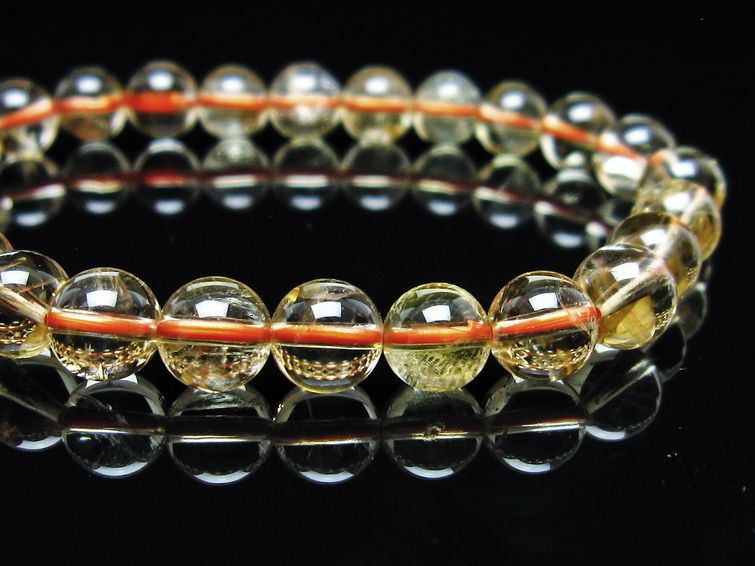シトリンクォーツ ブレスレット 虹入り 7mm メール便可 一点物 111-56788
