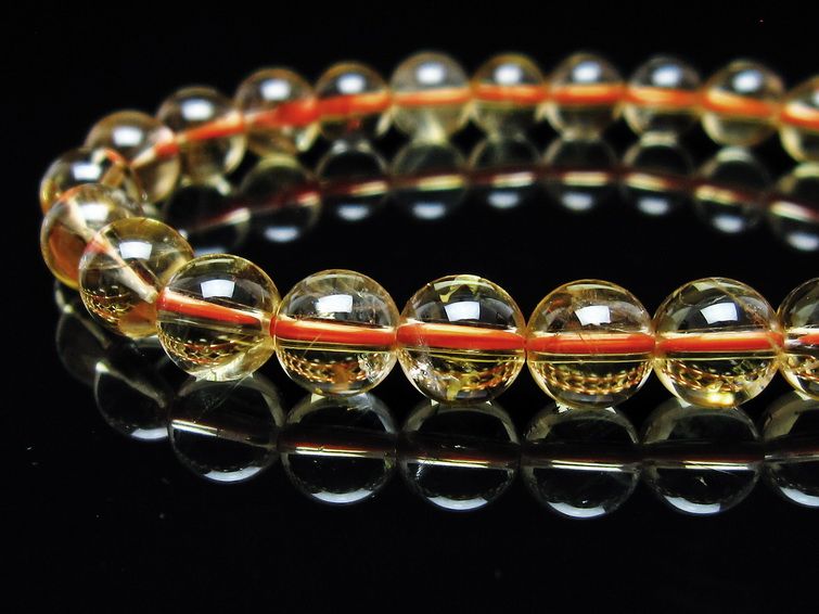 シトリンクォーツ ブレスレット 虹入り 7mm メール便可 一点物 111-56804