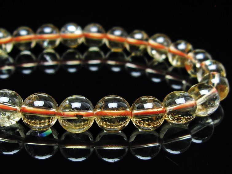 シトリンクォーツ ブレスレット 虹入り 7mm メール便可 一点物 111-56827