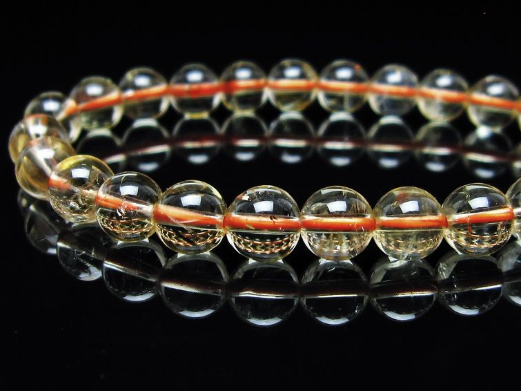 シトリンクォーツ ブレスレット 虹入り 7mm メール便可 一点物 111-56860