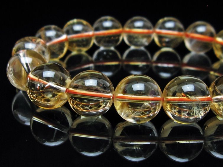 シトリンクォーツ ブレスレット 虹入り 12mm メール便可 一点物 111-56942