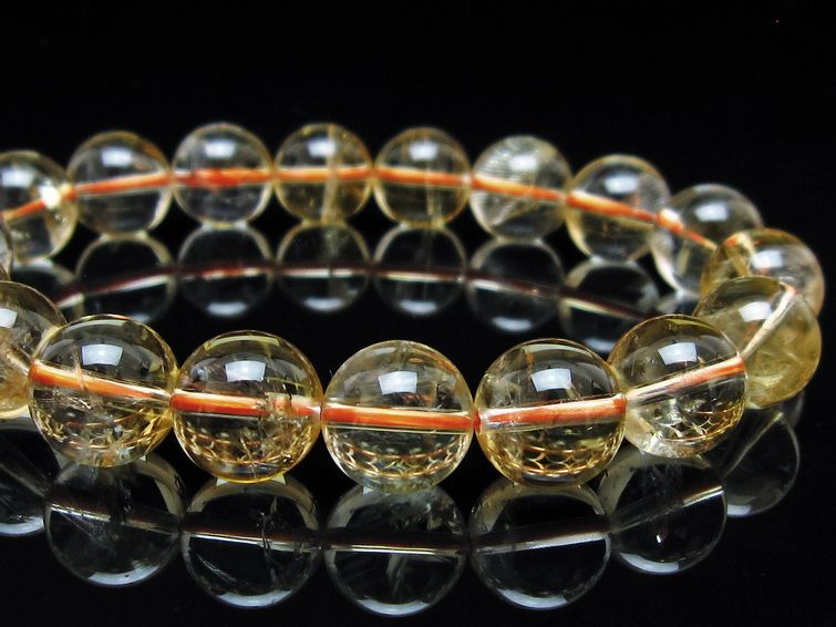 シトリンクォーツ ブレスレット 虹入り 12mm メール便可 一点物 111-56945