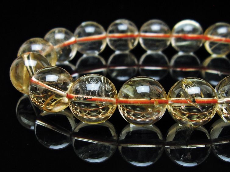 シトリンクォーツ ブレスレット 虹入り 13mm メール便可 一点物 111-56951