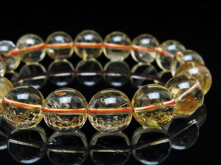 シトリンクォーツ ブレスレット 虹入り 13mm メール便可 一点物 111-56953